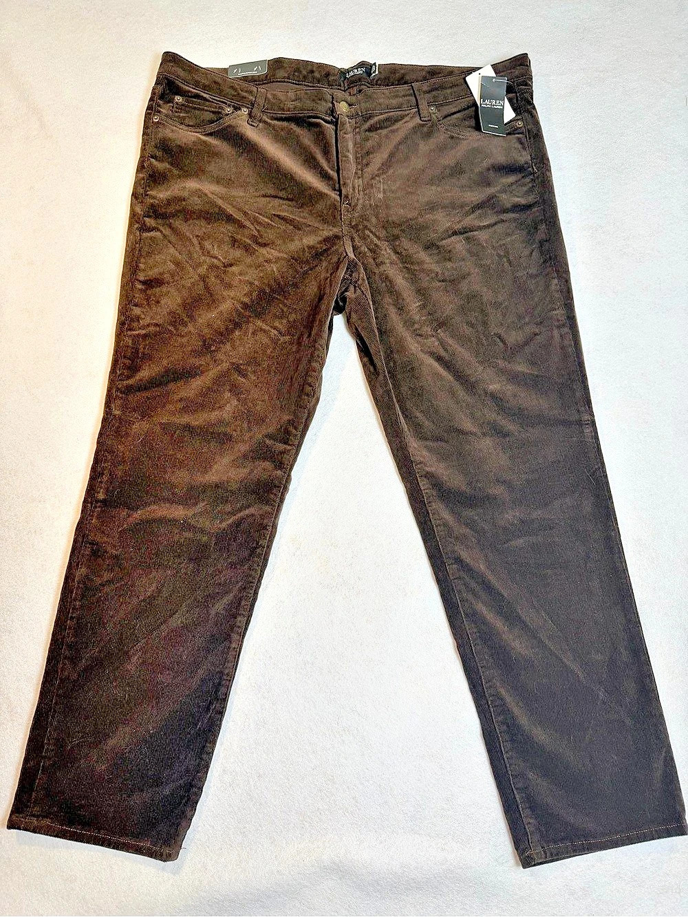 Lauren Ralph Lauren Mid-Rise Straight Leg Brown Straight Leg Jeans Waist 22W NWT